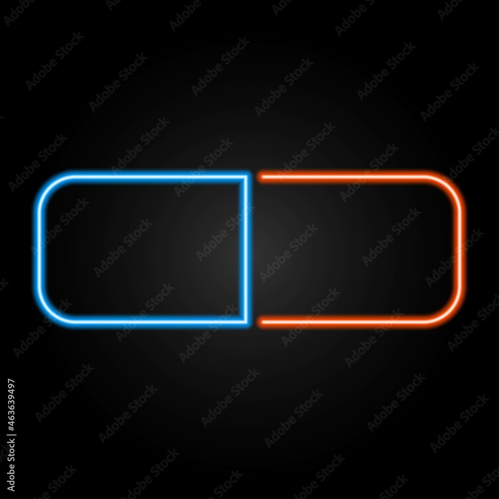 Capsule neon sign, modern glowing banner design, colorful modern design trend on black background. Vector illustration. Capsule neon sign, modern glowing banner design, colorful modern design trend on black background. Vector illustration.