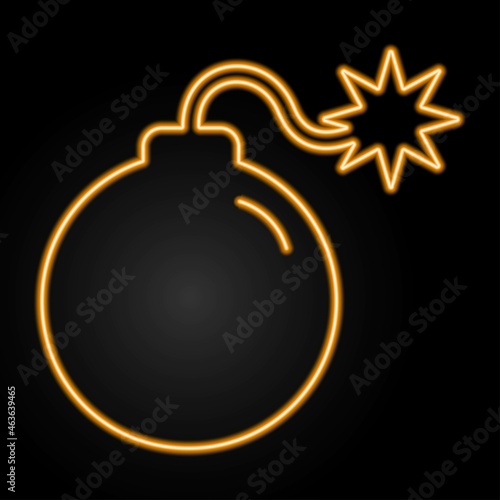 Bomb neon sign, modern glowing banner design, colorful modern design trend on black background. Vector illustration.