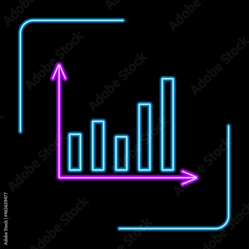 Business diagram neon sign, modern glowing banner design, colorful trend of modern design on black background. Vector illustration.