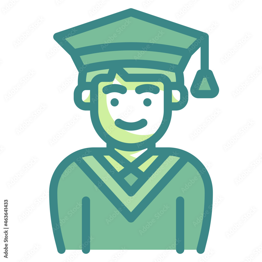 graduation blue line icon