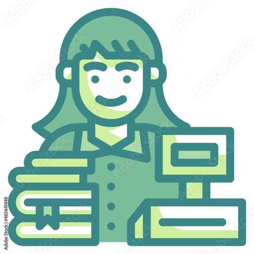 librarian blue line icon