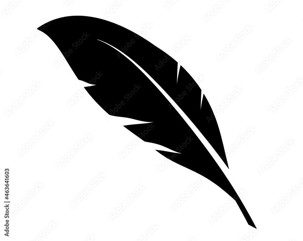 Black feather as icon isolated on white. Vector Black feather as icon isolated on white. Vector