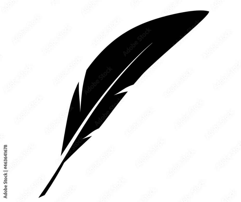 Black feather as icon isolated on white. Vector Black feather as icon isolated on white. Vector