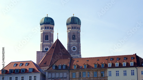 MUNICH  GERMANY - 12 OCT 2015  Towers or spires of the Frauenkirche in the city centre of Munich