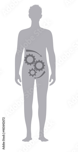 Man silhouette good digestion. vector