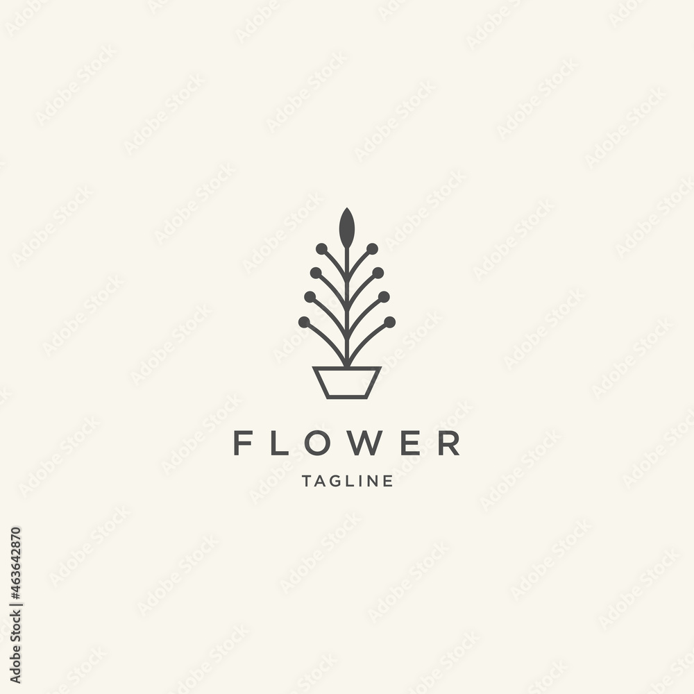 Nature flower logo template with line art concept Nature flower logo template with line art concept