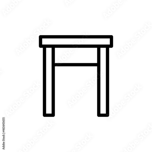 Stool icon. Black contour linear silhouette. Front side view. Vector simple flat graphic illustration. The isolated object on a white background. Isolate.