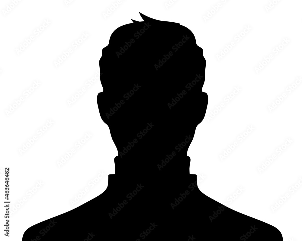 Man silhouette profile picture on white. Vector