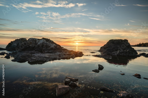 A sunset across Lake Superior east near Sawpit Bay in Batchawana Bay, Ontario
