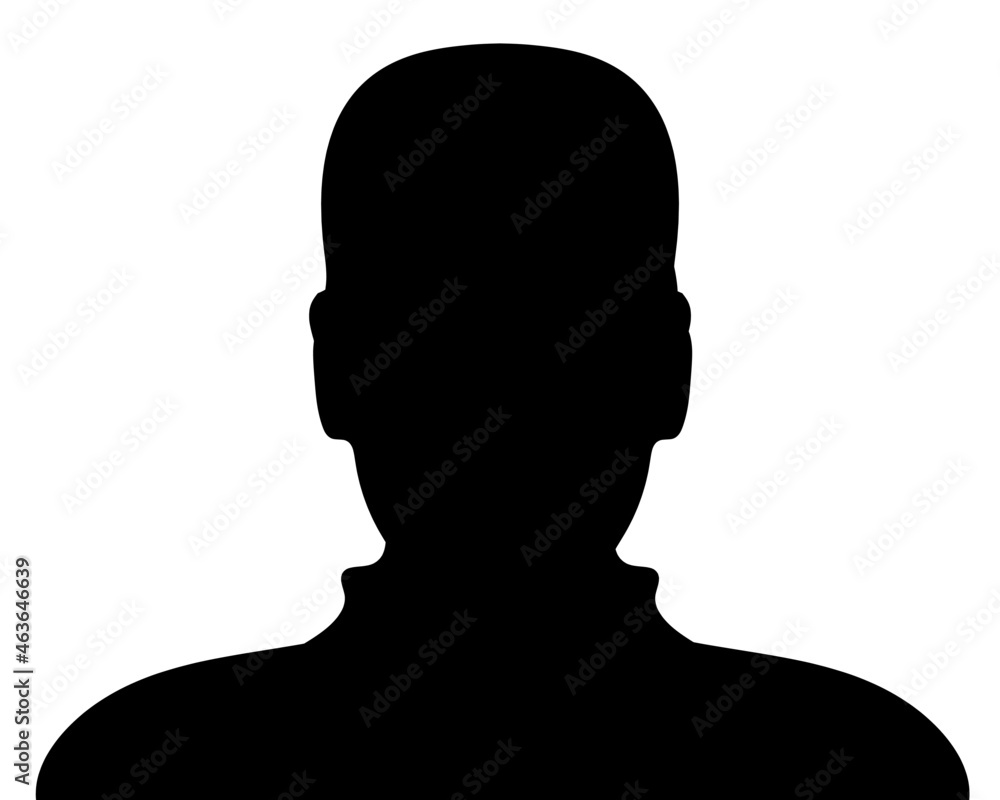 Man silhouette profile picture on white. Vector