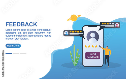 Illustration concept of feedback with the person who gave the star.