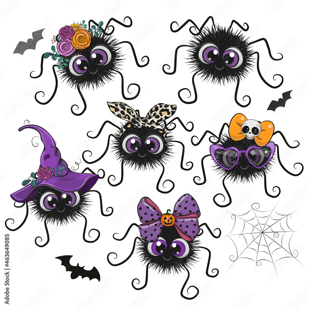 Set with Cute Cartoon Spider Set with Cute Cartoon Spider