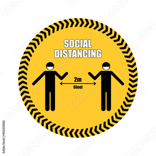 Social Distancing . 2m 6feet Sticker , stop Wait Here Text
 photo