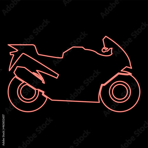 Neon motorcycle red color vector illustration flat style image
