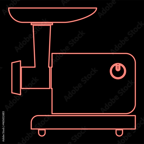 Neon electric meat mincer red color vector illustration flat style image