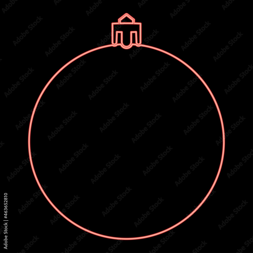 Neon new year's sphere christmas ball red color vector illustration flat style image Neon new year's sphere christmas ball red color vector illustration flat style image