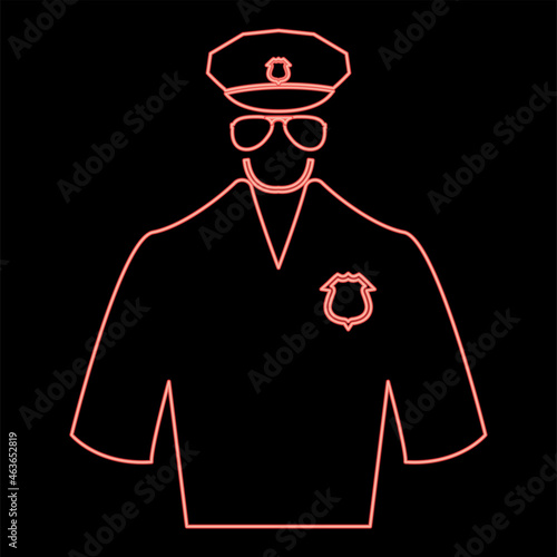 Neon police red color vector illustration flat style image