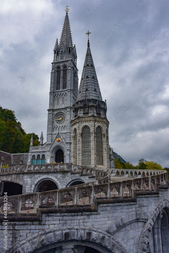 Lourdes, France - 9 Oct 2021: Chapel of the Asencion at the Rosary Basilica Church in Lourdes