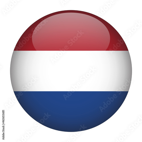 Netherlands 3D Rounded Country Flag button Icon