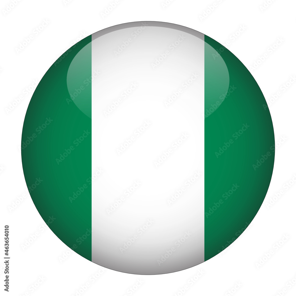 Nigeria 3D Rounded Country Flag button Icon Nigeria 3D Rounded Country Flag button Icon