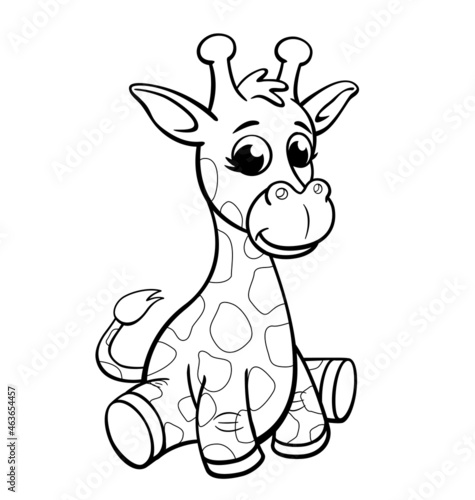 cute cartoon baby infant giraffe for coloring book