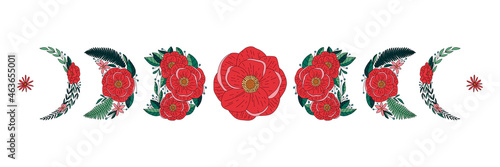 Abstract image of the phase of the moon in a floral style. ideal for printing on fabric or clothing. Contemporary art