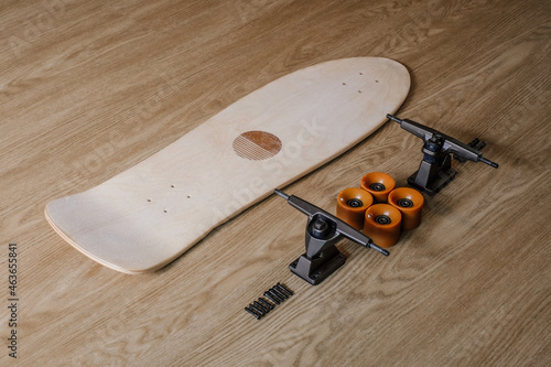 Surf Skate Assembly on wooden floor, Custom concept photo