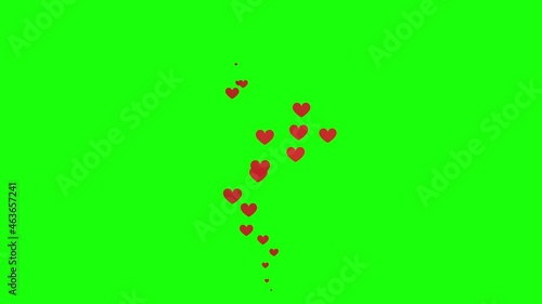 Social Media LiveStream Reactions animated hearts on green screen in 60 FPS. UHD photo