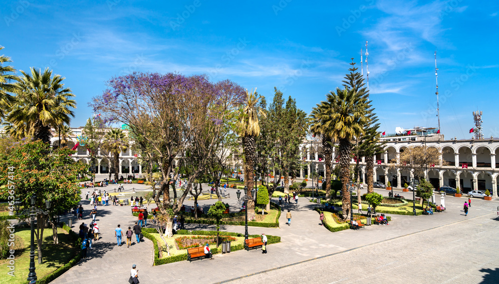 Plaza de Armas of Arequipa in Peru