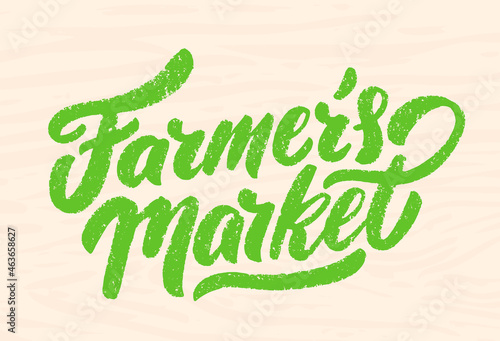Farmers market. Vector handwritten sign.