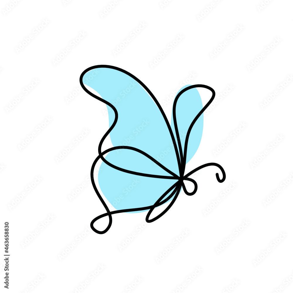 Color butterfly as line drawing, isolated on the white. Vector Color butterfly as line drawing, isolated on the white. Vector