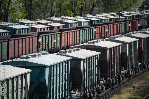 Boxcars in the railway station