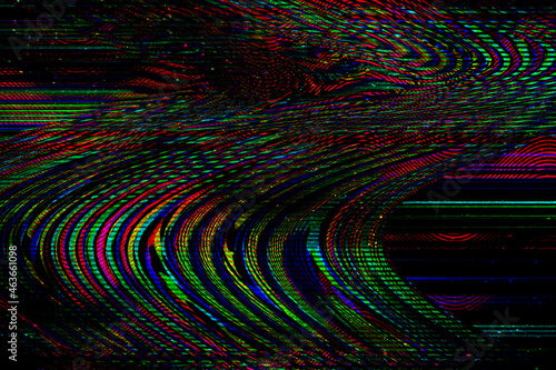 Glitch psychedelic background Old TV screen error Digital pixel noise abstract design Photo glitch Television signal fail. Technical problem grunge wallpaper. Colorful noise