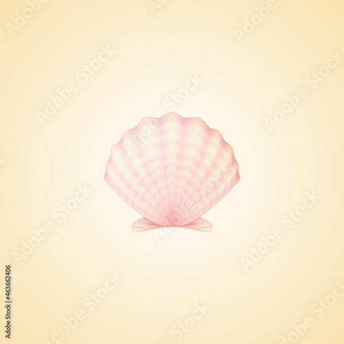 Vector cute pink seashell icon. Isolated colorful gradient shell illustration