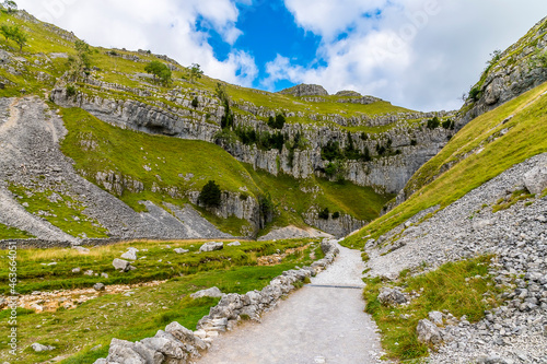 A view along the path approaching Gordale Scar Yorkshire in summertime