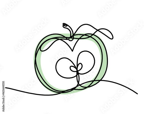 Drawing line color apple on the white background. Vector	