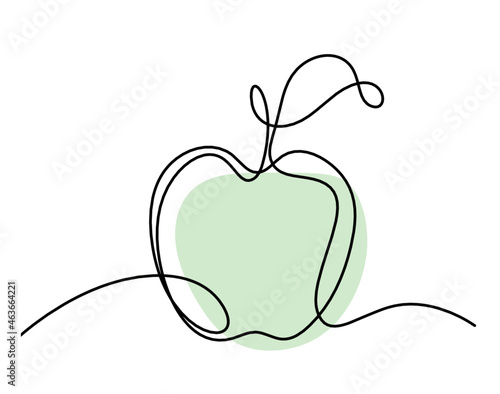 Drawing line color apple on the white background. Vector	