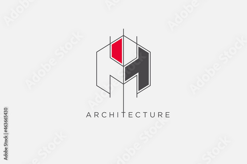modern architecture agency logo design template. building and home logotype Letter H logo design concept. architect , designer, construction, residential, mortgage vector logo design illustration