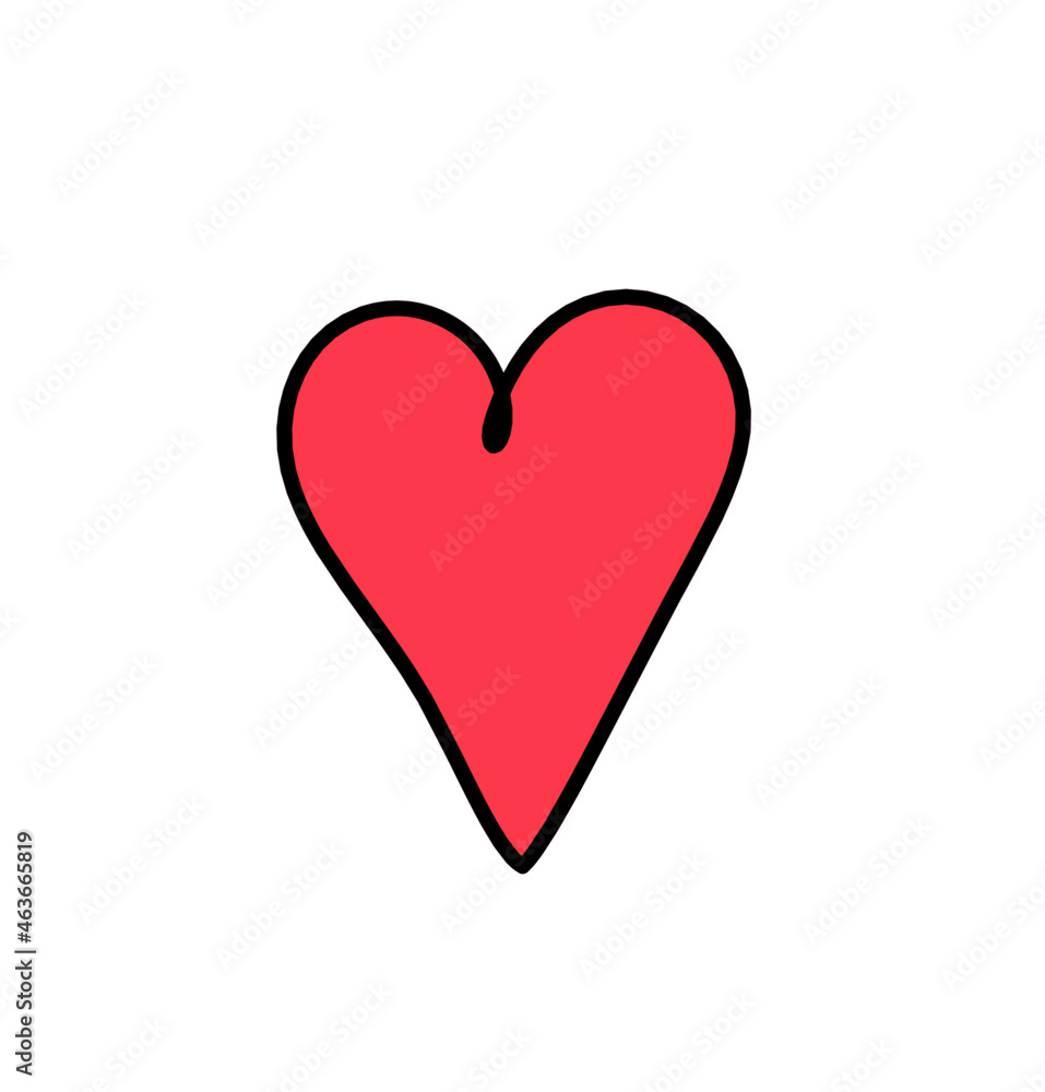 Abstract color heart as continuous line drawing on white background. Vector	