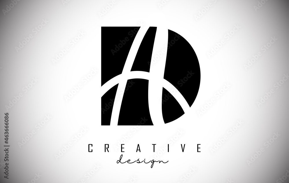 Letters DA d a Logo with a minimalist design. Letters D and A with geometric and handwritten typography. - obrazy, fototapety, plakaty 