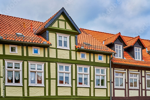 Salzwedel, Germany - September 22, 2021: German medieval hansa town Salzwedel. Impressions of the historic cityscape with half-timbered architecture.