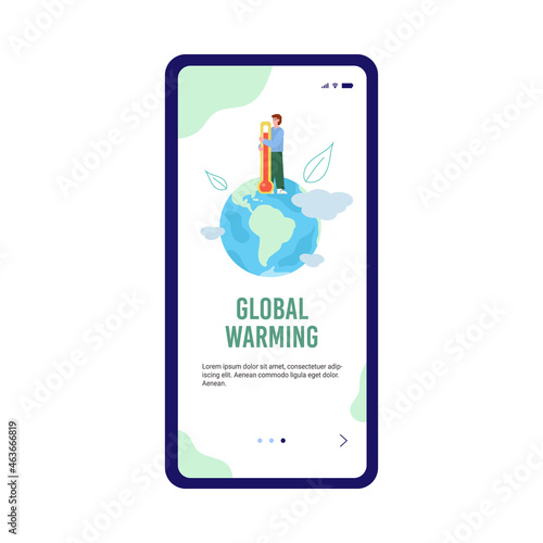 Global warming and climate change adaptation page, flat vector illustration.