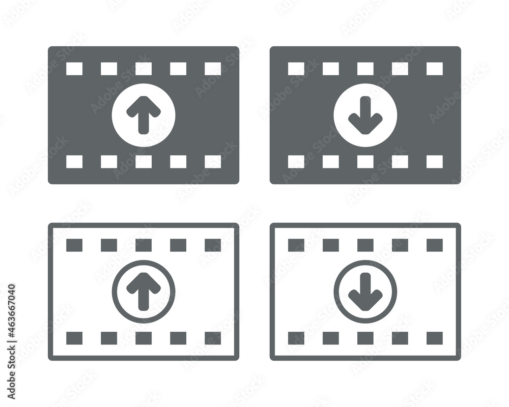 Fototapeta premium Upload video icon. Download cinema movie symbol. Illustration vector