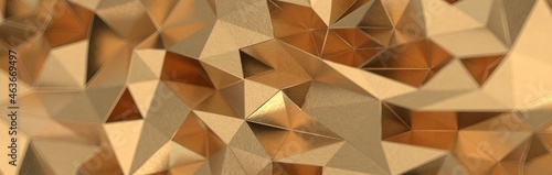 Abstract 3D render illustration,Surface gold crystal geometric triangle and Polygonal shapes template © vegefox.com