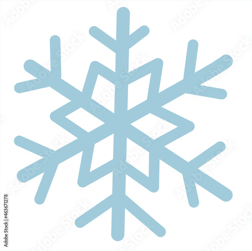 Vector flat winter snowflake icon. Doodle close-up. Minimalism style. Isolated illustration on a transparent background for decoration.