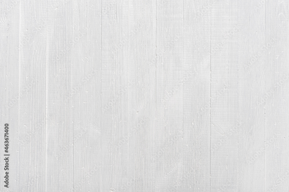 Fototapeta premium White wood texture background. Painted wooden planks pattern top view flat lay.