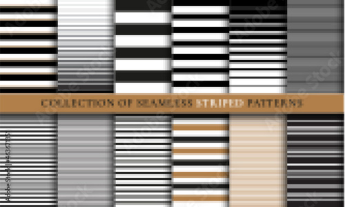 Set of seamless striped patterns, textures. Vector