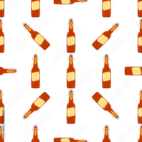 Illustration on theme seamless beer glass bottles with lid for brewery