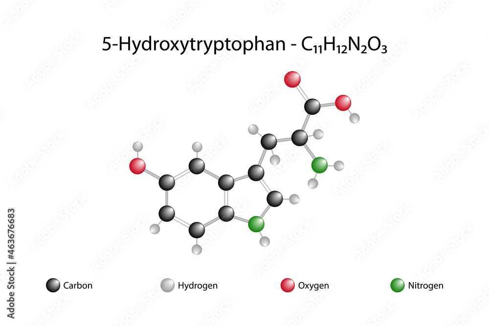Molecular formula of 5-hydroxytryptophan. 5-Hydroxytryptophan (5-HTP), also known as oxitriptan, is a naturally occurring amino acid and chemical precursor.
