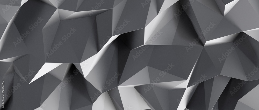 3D rendering of silver color triangle polygonal 3D rendering of silver color triangle polygonal